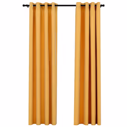 Tende Oscuranti Effetto Lino con Occhielli 2pz Gialle 140x245cmcod mxl 103564 - Vista aggiuntiva 2