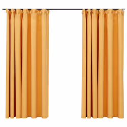 Tende Oscuranti con Ganci Effetto Lino 2 pz Gialle 140x175 cmcod mxl 95488 - Vista aggiuntiva 2