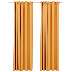 vidaXL Tende Oscuranti con Ganci Effetto Lino 2 pz Gialle 140x225 cm - Vista aggiuntiva 2