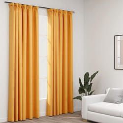 Tende Oscuranti con Ganci Effetto Lino 2 pz Gialle 140x245 cm Vidaxl 59680