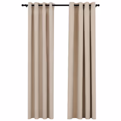 vidaXL Tende Oscuranti Effetto Lino con Occhielli 2pz Beige 140x225 cm - Vista aggiuntiva 2