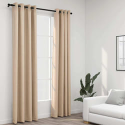 Tende Oscuranti Effetto Lino con Occhielli 2 pz Beige 140x245cm Vidaxl 10232