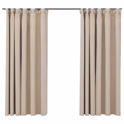 vidaXL Tende Oscuranti con Ganci Effetto Lino 2 pz Beige 140x175 cm - Vista aggiuntiva 2