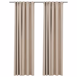 vidaXL Tende Oscuranti con Ganci Effetto Lino 2 pz Beige 140x225 cm - Vista aggiuntiva 2
