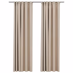 vidaXL Tende Oscuranti con Ganci Effetto Lino 2 pz Beige 140x245 cm - Vista aggiuntiva 2