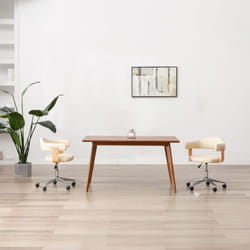 Vidaxl - Sedia da Ufficio Girevole Crema in Legno Piegato e Similpelle 69698