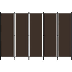 Paravento a 5 Pannelli, Pannelli Divisori Marrone 250x180 cm Vidaxl