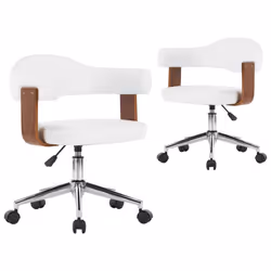 vidaXL Sedie da Pranzo Girevoli 2 pz Bianche Legno Curvo e Similpelle - Vista aggiuntiva 2