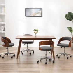 vidaXL Sedie da Pranzo Girevoli 4 pz Legno Curvato e Tessuto Grigio