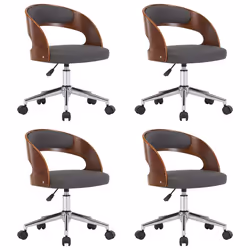 vidaXL Sedie da Pranzo Girevoli 4 pz Legno Curvato e Tessuto Grigio - Vista aggiuntiva 2