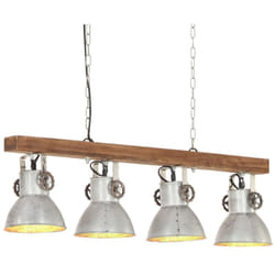 Lampada a Sospensione Industriale Argento E27 Legno di Mango Vidaxl 33960