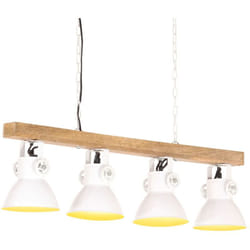 Lampada a Sospensione Industriale Bianca E27 Legno di Mango Vidaxl 90385