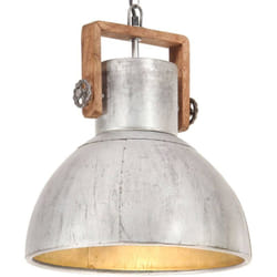 Lampada a Sospensione Industriale 25 w Argento Rotonda 40cm E27 Vidaxl