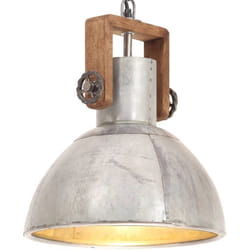 Lampada a Sospensione Industriale 25 w Argento Rotonda 30cm E27 Vidaxl 21252