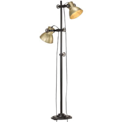 Lampada da Pavimento con 2 Paralumi Ottone E27 in Ghisa vidaXL 98716