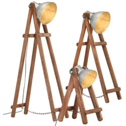 Vidaxl - Lampade da Pavimento 3 pz Argento E27 in Massello di Mango 59391