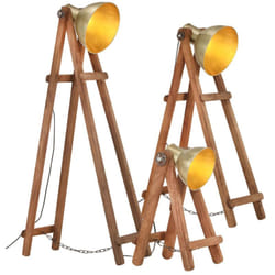Vidaxl - Lampade da Pavimento 3 pz Ottone E27 Legno Massello di Mango 12524