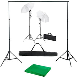 Kit Studio Fotografico con Fondale Luci e Ombrelli