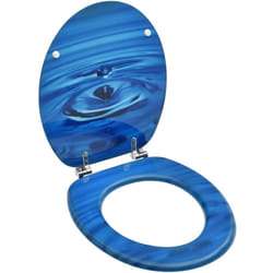 Tavoletta wc con Coperchio mdf Blu Design Goccia d'Acqua Vidaxl 96976