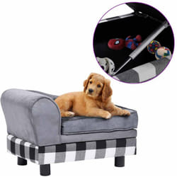Divano per Cani Grigio 57x34x36 cm in Peluche - Vidaxl
