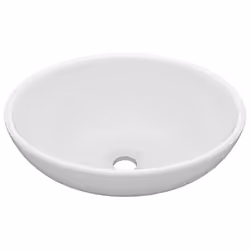 vidaXL Lavandino Lusso Ovale Bianco Opaco 40x33 cm in Ceramica - Vista aggiuntiva 2
