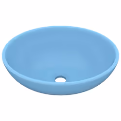 vidaXL Lavandino Lusso Ovale Azzurro Opaco 40x33 cm in Ceramica - Vista aggiuntiva 2