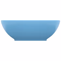 vidaXL Lavandino Lusso Ovale Azzurro Opaco 40x33 cm in Ceramica - Vista aggiuntiva 3