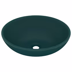 vidaXL Lavandino Lusso Ovale Verde Scuro Opaco 40x33 cm in Ceramica - Vista aggiuntiva 2