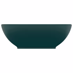 vidaXL Lavandino Lusso Ovale Verde Scuro Opaco 40x33 cm in Ceramica - Vista aggiuntiva 3