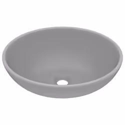 vidaXL Lavandino Lusso Ovale Grigio Chiaro Opaco 40x33 cm in Ceramica - Vista aggiuntiva 2