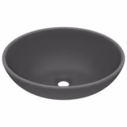 vidaXL Lavandino Lusso Ovale Grigio Scuro Opaco 40x33 cm in Ceramica - Vista aggiuntiva 2