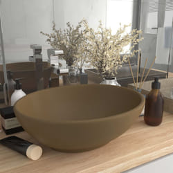 Vidaxl - Lavabo, Lavandino Lusso Ovale Crema Opaco 40x33 cm in Ceramica 1526