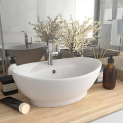 Lavabo, Lavandino con Troppopieno Ovale Bianco Opaco 58,5x39cm Ceramica vidaXL 9037
