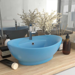 Vidaxl - Lavandino, Lavabo con Troppopieno Ovale Azzurro Opaco 58,5x39 cm Ceramica 6099
