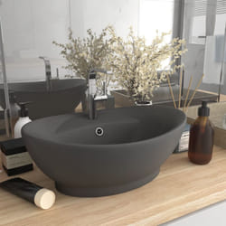 Vidaxl - Lavandino con Troppopieno Ovale 58.5x39 cm in Ceramica Opaco vari colori colore : grigio scuro