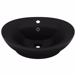 vidaXL Lavandino con Troppopieno Ovale Nero Opaco 58,5x39cm Ceramica - Vista aggiuntiva 2