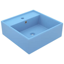 Vidaxl - Lavandino, Lavabo Troppopieno Cubico Azzurro Opaco 41x41cm Ceramica 8455