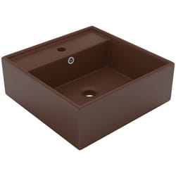 Vidaxl - Lavandino, Lavabo Troppopieno Cubico Marrone Scuro Opaco 41x41cm Ceramica 9975