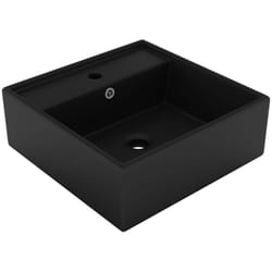 Lavabo Troppopieno Quadrato Nero Opaco 41x41cm Ceramica