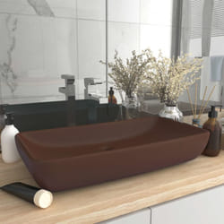 Vidaxl - Lavandino, Lavabo Lusso Rettangolare Marrone Scuro Opaco 71x38 cm Ceramica 3754