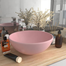 Lavabo, Lavandino Lusso Rotondo Rosa Opaco 32,5x14 cm in Ceramica Vidaxl 6352