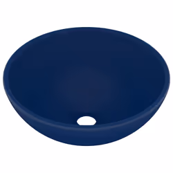 vidaXL Lavandino Lusso Rotondo Blu Scuro Opaco 32,5x14 cm in Ceramica - Vista aggiuntiva 2