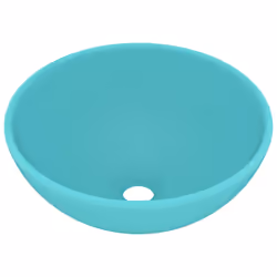 vidaXL Lavandino Lusso Rotondo Verde Chiaro Opaco 32,5x14 cm Ceramica - Vista aggiuntiva 2