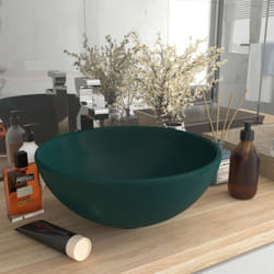 Vidaxl - Lavabo, Lavandino Lusso Rotondo Verde Scuro Opaco 32,5x14 cm Ceramica 9605
