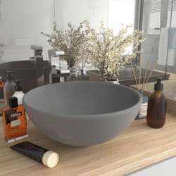 Lavabo, Lavandino Lusso Rotondo Grigio Chiaro Opaco 32,5x14 cm Ceramica vidaXL 6129