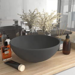 Vidaxl - Lavabo, Lavandino Lusso Rotondo Grigio Scuro Opaco 32,5x14 cm Ceramica 3799