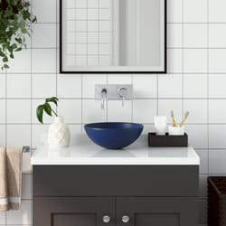 Lavabo, Lavandino da Bagno in Ceramica Blu Scuro Rotondo vidaXL 7489