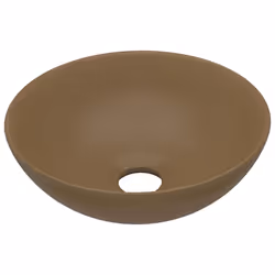 vidaXL Lavandino da Bagno in Ceramica Crema Opaco Rotondo - Vista aggiuntiva 2
