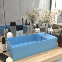 Vidaxl - Lavabo, Lavandino con Troppopieno in Ceramica Azzurro 9618