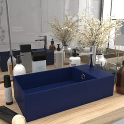 Vidaxl - Lavabo, Lavandino con Troppopieno in Ceramica Blu Scuro 1690